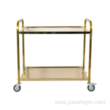 Two-tiers Wine Service Trolley With Golden Color